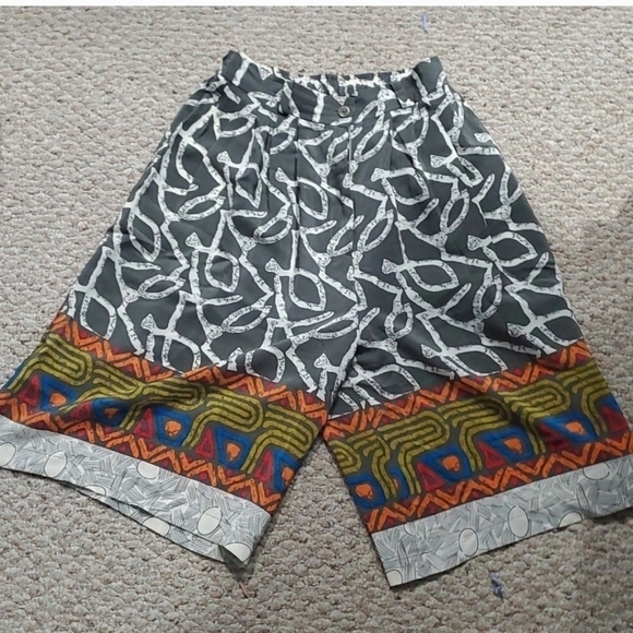 Vintage Shorts Set CHAR 100% Silk 2-Piece Button-front Drawstring Size 8 - Picture 15 of 16